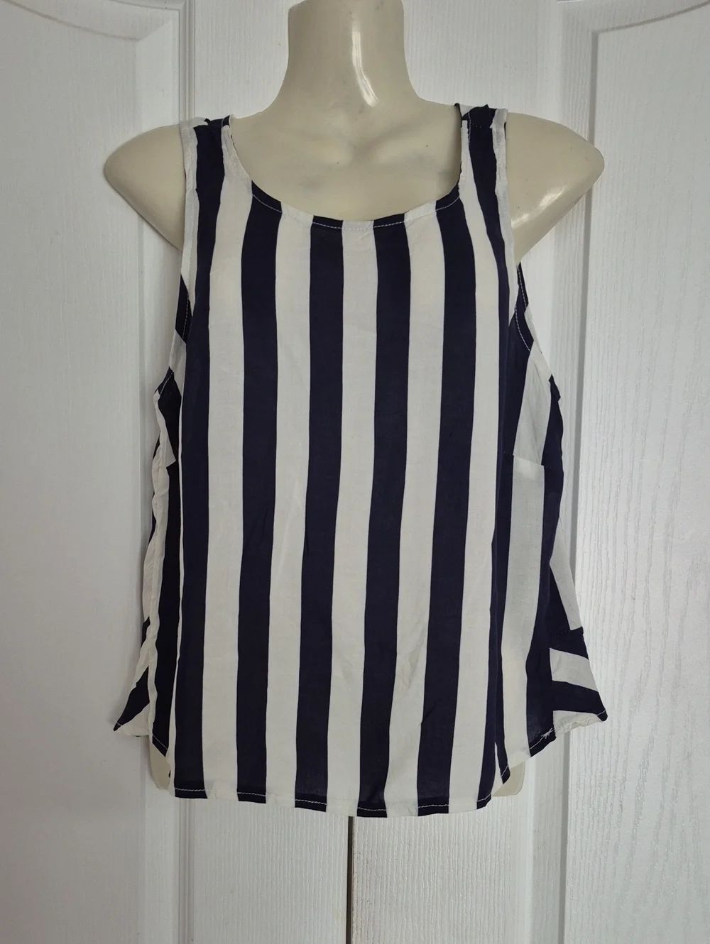 Leading Lady Navy and White Vertical Stripe Tank
